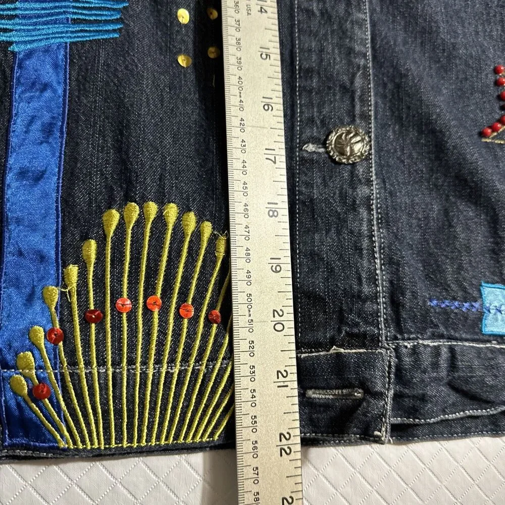 Marsh Landing‎ Denim Wmn's Med Jacket Jean With Embellished Designs Vintage